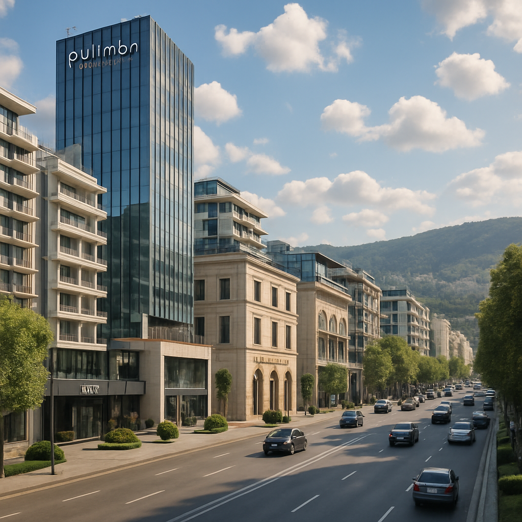 A view of Tbilisi Central part Modern Chavchavadze avenue preferably with fancy places like pullman hotel and others-1